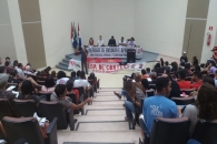 Registros da assembleia unificada desta terça-feira (Foto: Ascom/Sintufal)