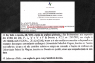 Trecho da decisão proferida pela 13ª Vara Federal em Alagoas