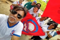 Coordenadores do Sintufal na concentração do ato