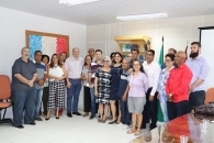 Grupo das representações de trabalhadores que participou da reunião com o novo Reitor | Foto: Foto: Ascom/Sintufal
