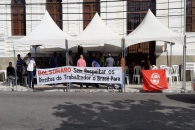 Diretores do Sintufal e filiados durante o ato | Foto: Foto: Flávio Lins