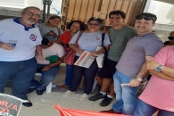 Diretores do Sintufal e filiados durante o ato | Foto: Foto: Flávio Lins