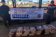 Entrega de cestas básicas na Casa de Ranquines | Foto: Foto: Ascom/Sintufal