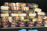 Cestas básicas que foram entregues | Foto: Foto: Ascom/Sintufal