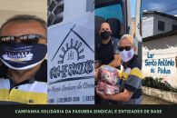 Diretoria do Sintufal durante a entrega de cestas básicas e EPIs | Foto: Arte: Ascom/Sintufal