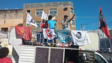 Coordenador geral do Sintufal, Ricardo Moresi, fez discurso na abertura do ato público | Foto: Ascom/Sintufal