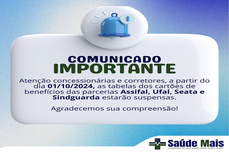 Sintufal divulga comunicado do Saúde Mais Sintufal divulga comunicado do Saúde Mais