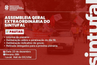 Sintufal convoca Assembleia Geral Extraordinária para o dia 23 de dezembro