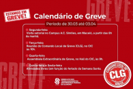 Calendário de atividades de greve da semana  (30/03 até 03/04)