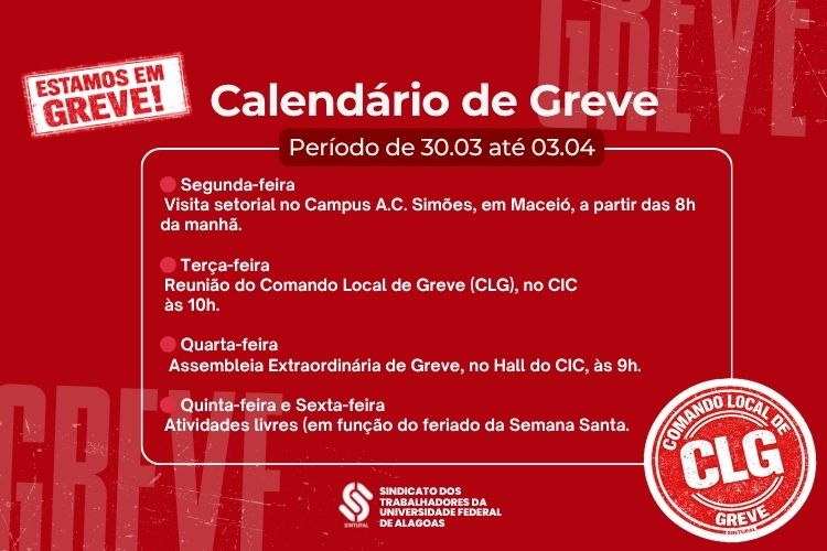  Calendário de greve desta semana