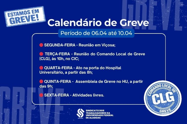 Calendário de greve da próxima semana