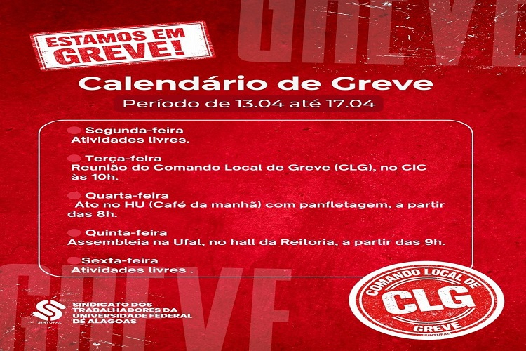 Calendário de greve desta próxima semana