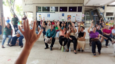 Assembleia do Sintufal aconteceu no hall da Reitoria | Foto: Ascom/Sintufal