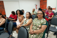 Coordenadoras do Sintufal participando da plenária pela defesa da democracia | Foto: Ascom/Sintufal